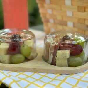 Glass Dome Serving Set with Wooden Base